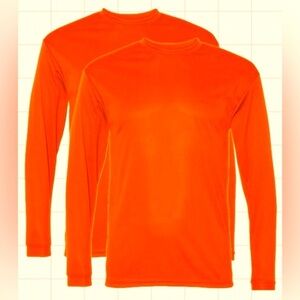 BUNDLE “2” C2 Sport long sleeve bright orange neon t-Shirt adult Large DIY